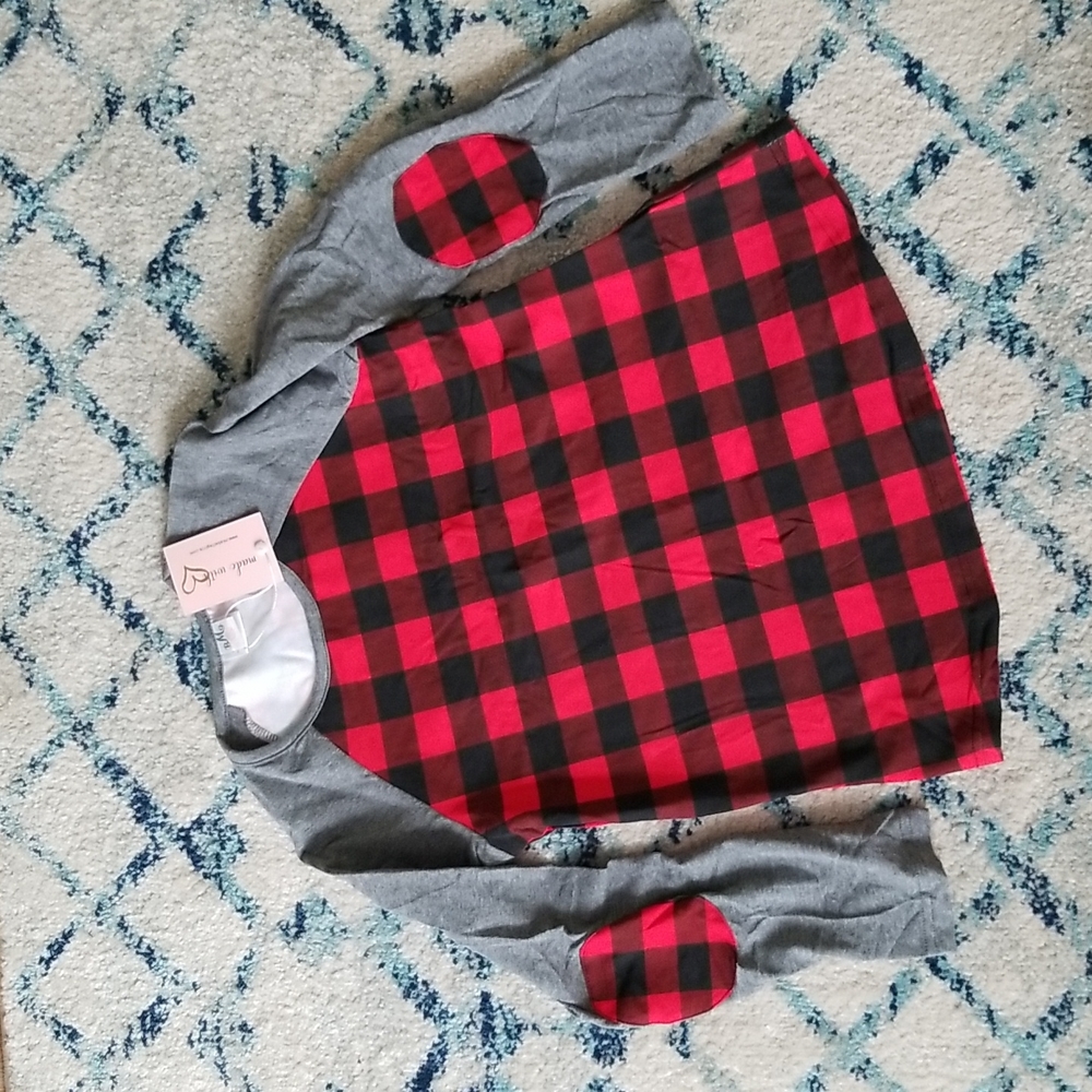 NWT Mia Belle Girls Boutique long sleeved plaid top Girls size 10 Y